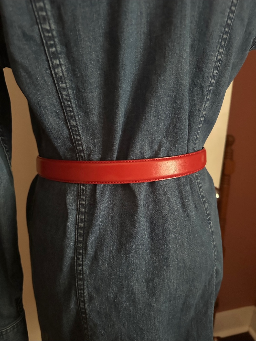 Fossil red Leather gold silver Buckle Women’s M belt - Picture 5 of 13